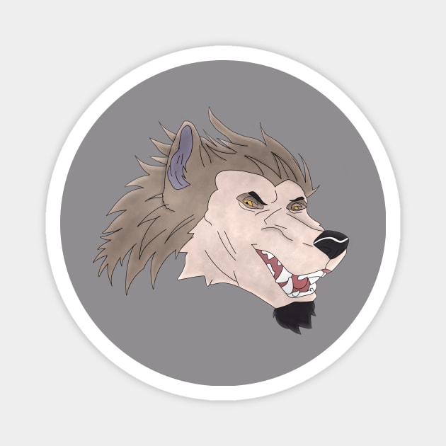 Anthro wolf face Magnet by Veleno
